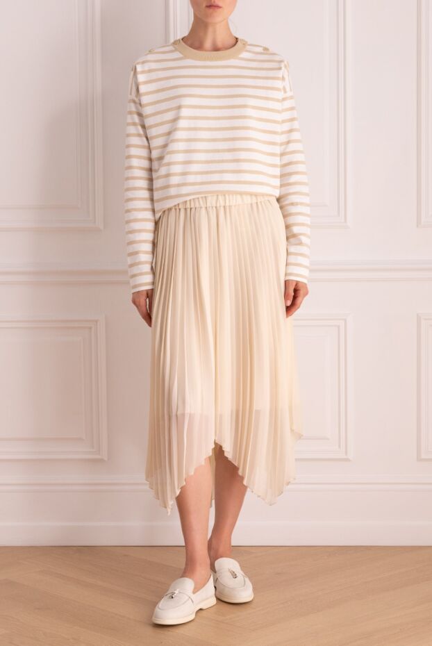 Women beige pleated skirt with asymmetry - photo 2