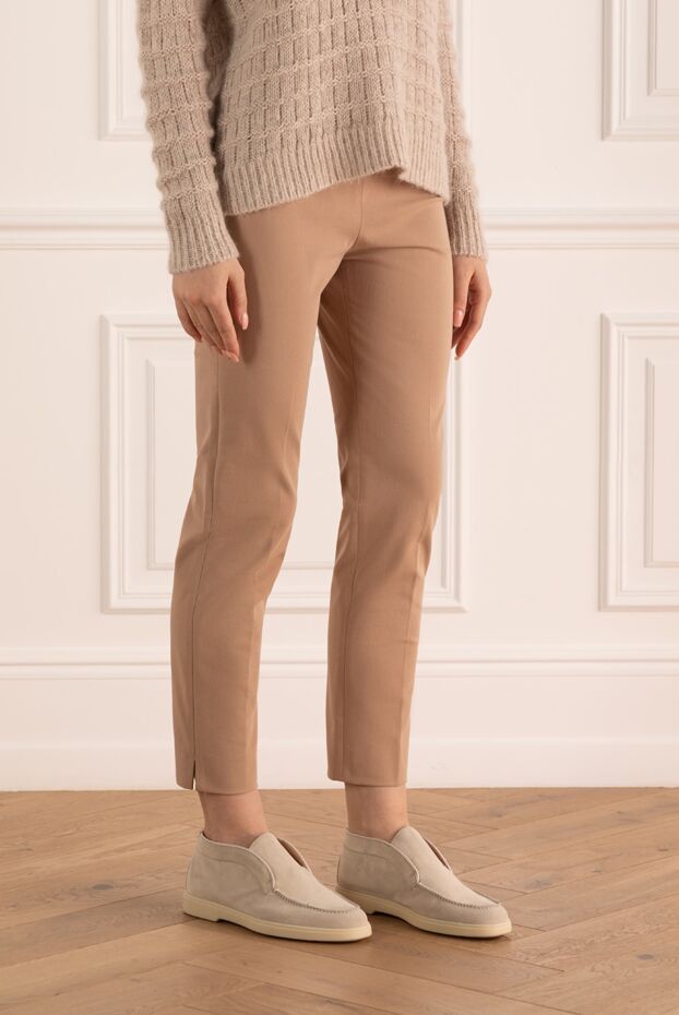 Peserico women's beige pants with elastic waistband 161106 - photo 3