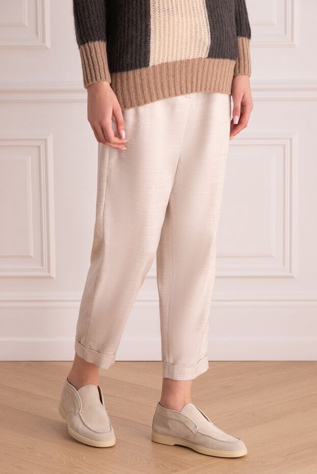 Peserico beige linen and wool pants for women 161107 - photo 3