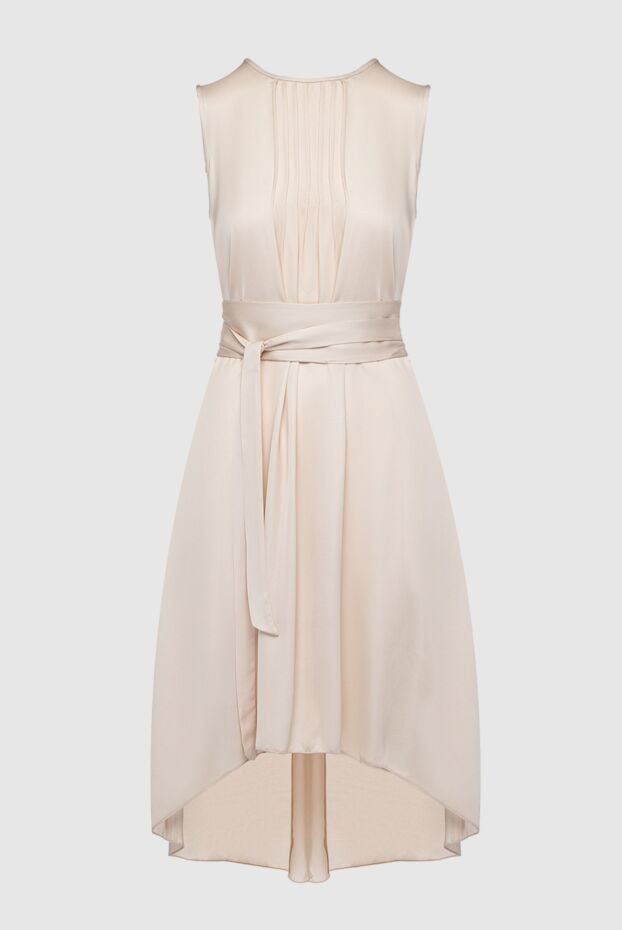 Peserico beige dress with a belt asymmetric decorated with a fabric gathers women's 161108 - photo 1