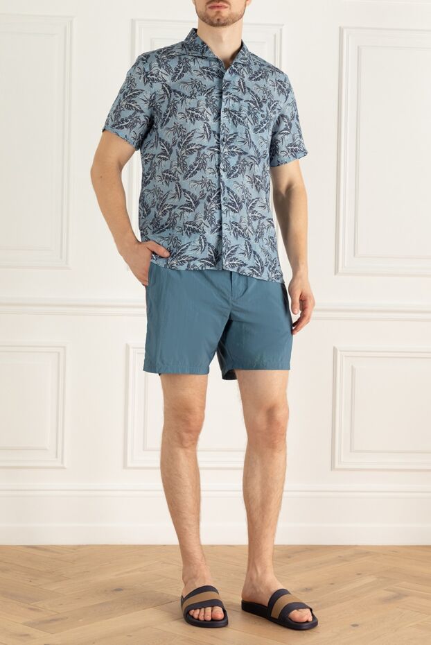 Corneliani мужские шорты пляжные из полиэстера голубые мужские купить с ценами и фото 161244 - фото 2