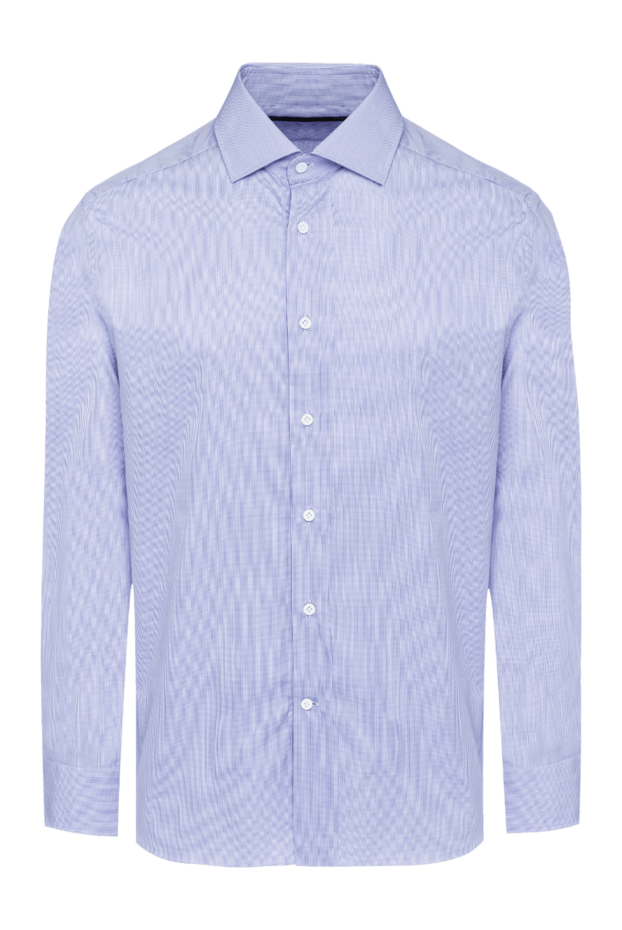 Corneliani men's business shirt blue cotton with classic collar 161248 - photo 1