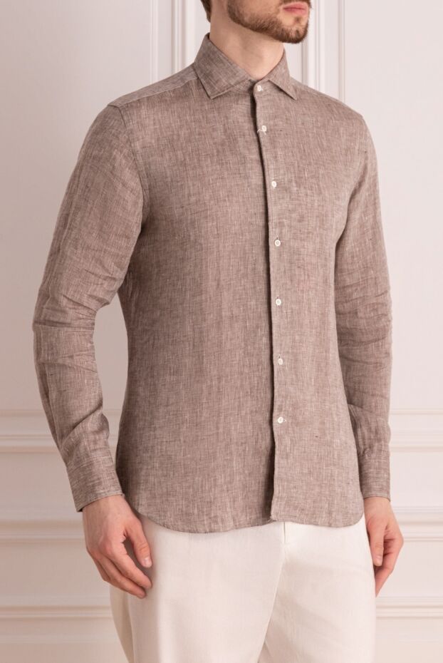 Corneliani men's brown linen shirt 161256 - photo 3