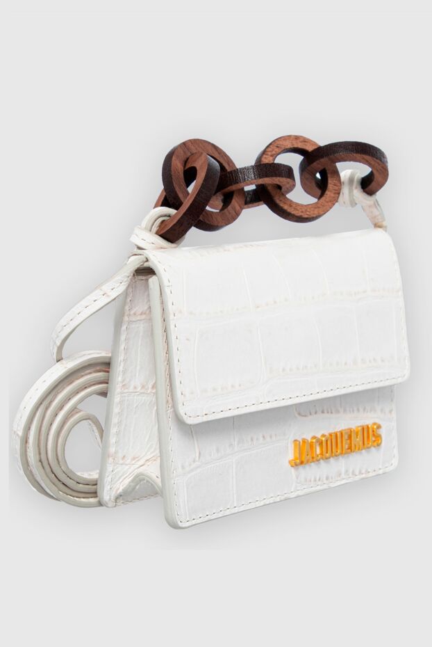 Jacquemus women's white leather clutch bag with original handle 161286 - photo 3