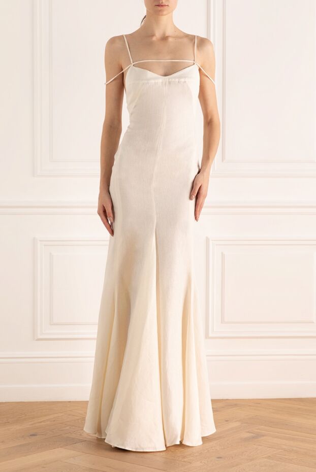 Jacquemus maxi dress with thin straps and open back made of natural linen 161294 - photo 2