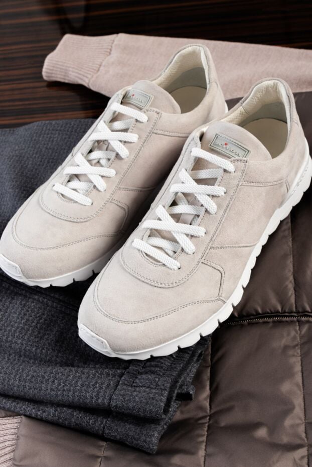 Kiton light beige suede sneakers with cushioning sole 161296 - photo 2