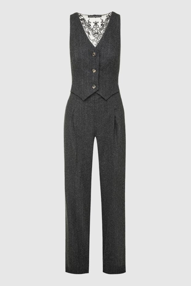 Women's suit with a vest and trousers made of dark gray fabric - photo 1