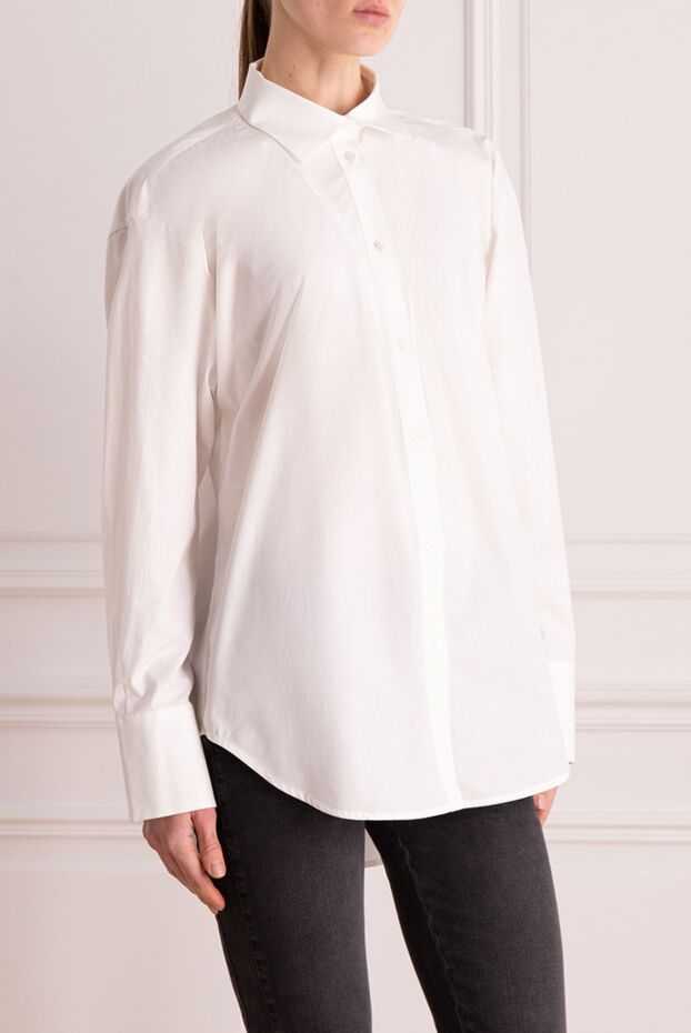 MSGM women's blouse with purple ruffles white 161424 - photo 3