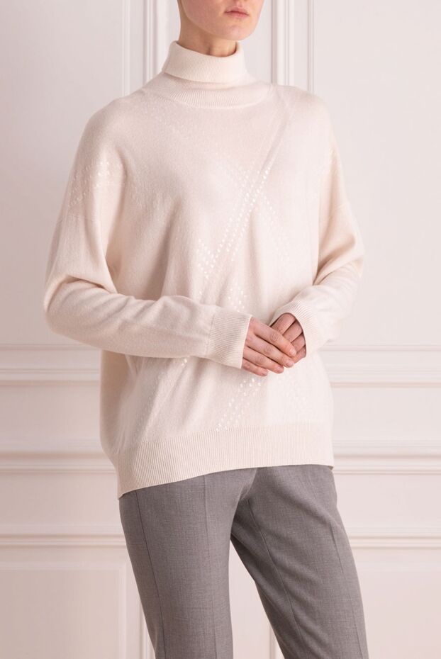 Peserico white knitted turtleneck with a relaxed fit and soft fit 161457 - photo 3