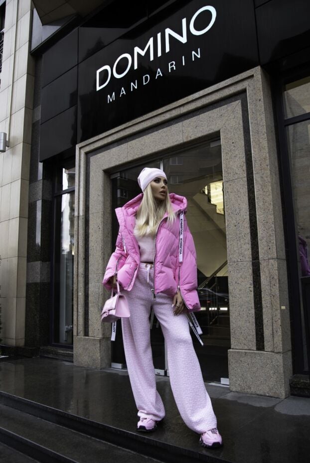 Balmain шапка жіноча з вовни з рожевим монограмним принтом 161484 - фото 2