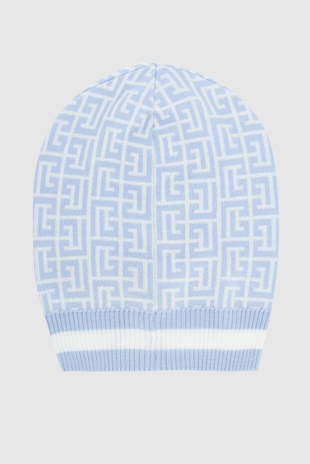 Balmain women's woolen hat with blue monogrammed print 161485 - photo 3