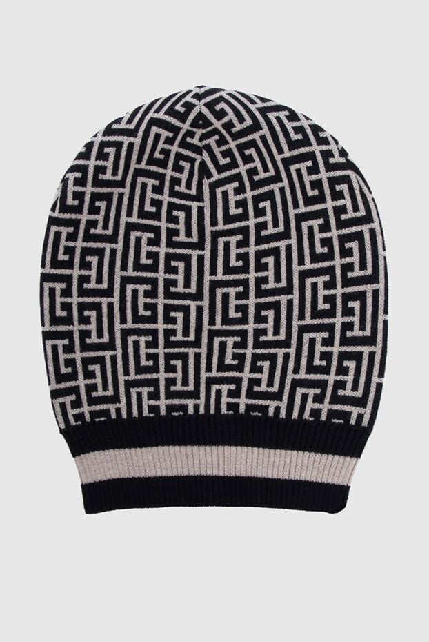 Balmain women's woolen hat with black monogrammed print 161486 - photo 3