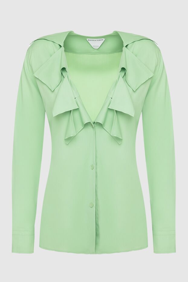 Bottega Veneta женские блуза из вискозы зеленая женская купить с ценами и фото 161508 - фото 1