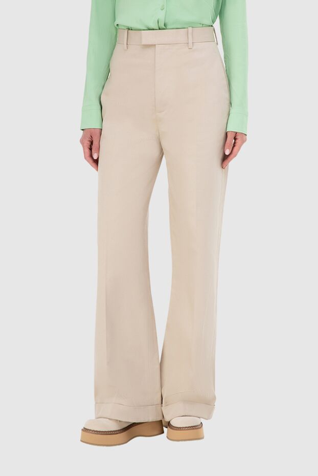 Bottega Veneta woman beige cotton trousers for women buy with prices and photos 161509 - photo 2