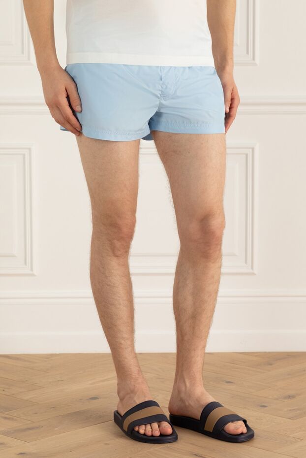 Dolce & Gabbana men's light blue beach shorts with drawstring and zip pocket 161519 - photo 3