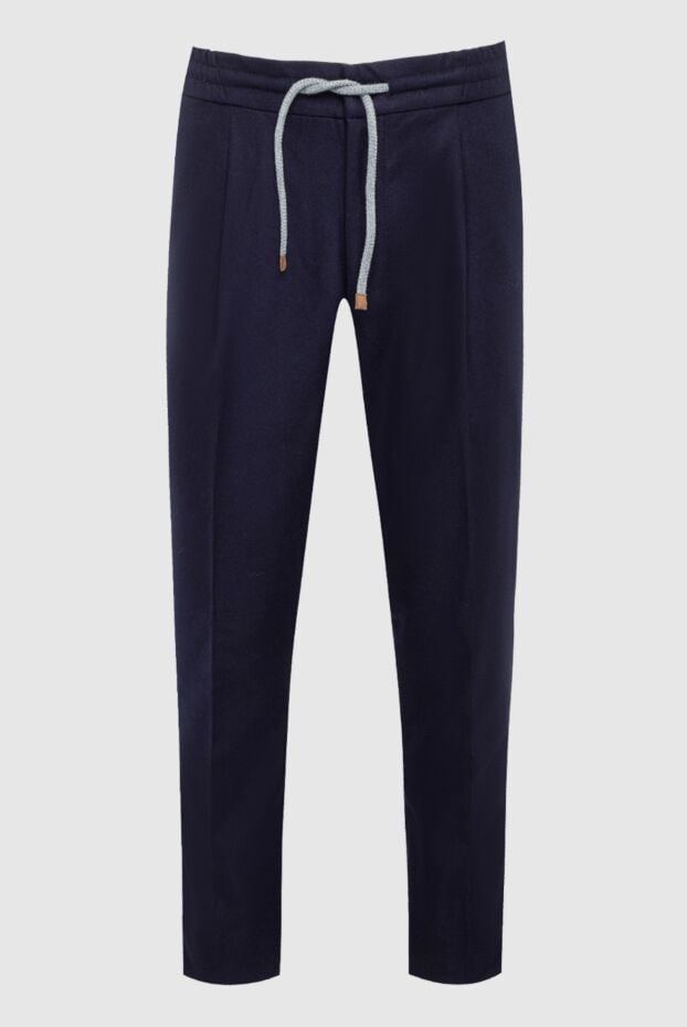 Wool trousers with an adjustable drawstring waistband and creases - photo 1
