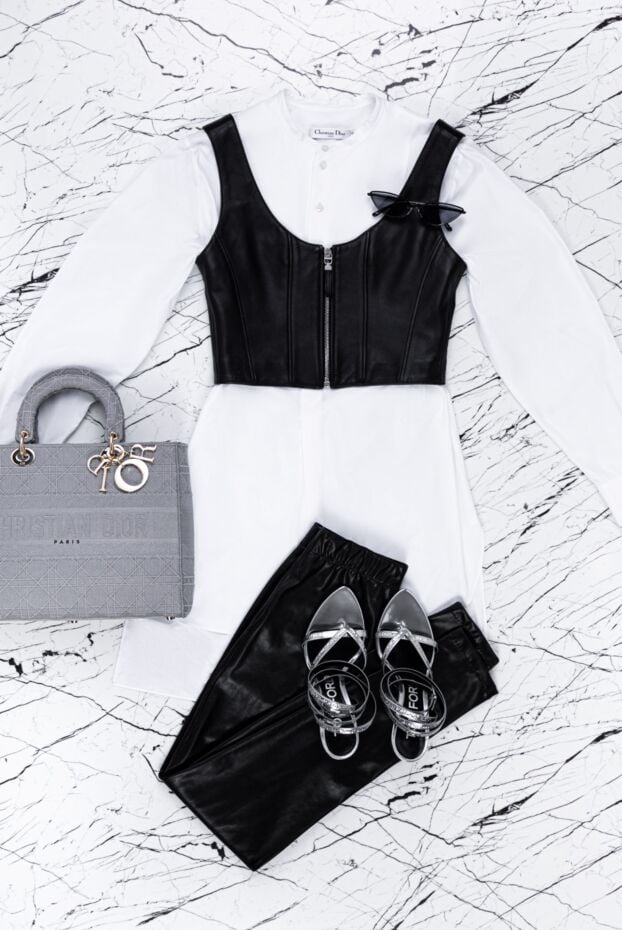 Dior women's cotton tunic with a black logo white 161607 - photo 2