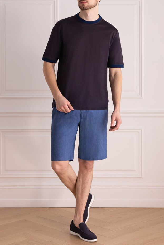 Cesare di Napoli man blue linen and wool shorts for men buy with prices and photos 161676 - photo 2