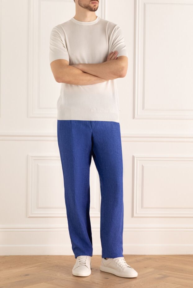 Cesare di Napoli man blue linen trousers for men buy with prices and photos 161679 - photo 2