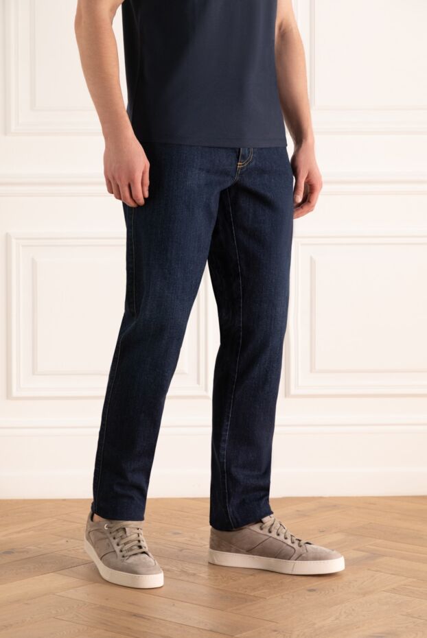 Billionaire jeans made of thick dark blue denim with gold logo embroidery 161683 - photo 3