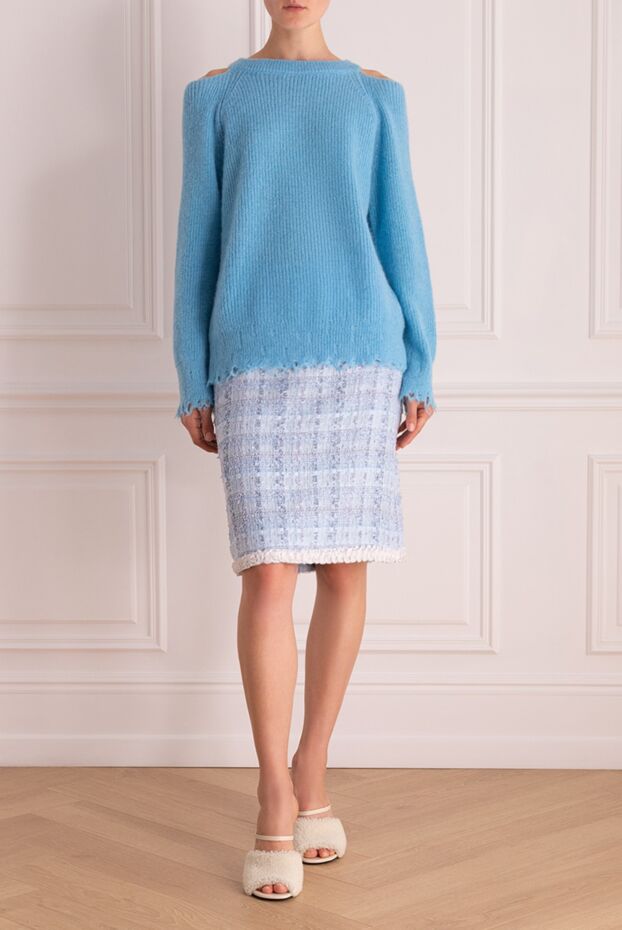 Erika Cavallini off-the-shoulder jumper with scalloped hem in sky blue 161708 - photo 2
