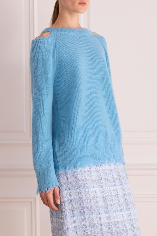 Erika Cavallini off-the-shoulder jumper with scalloped hem in sky blue 161708 - photo 3