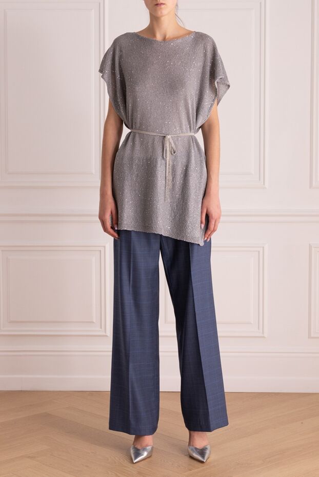 Erika Cavallini woman blue wool trousers for women buy with prices and photos 161710 - photo 2