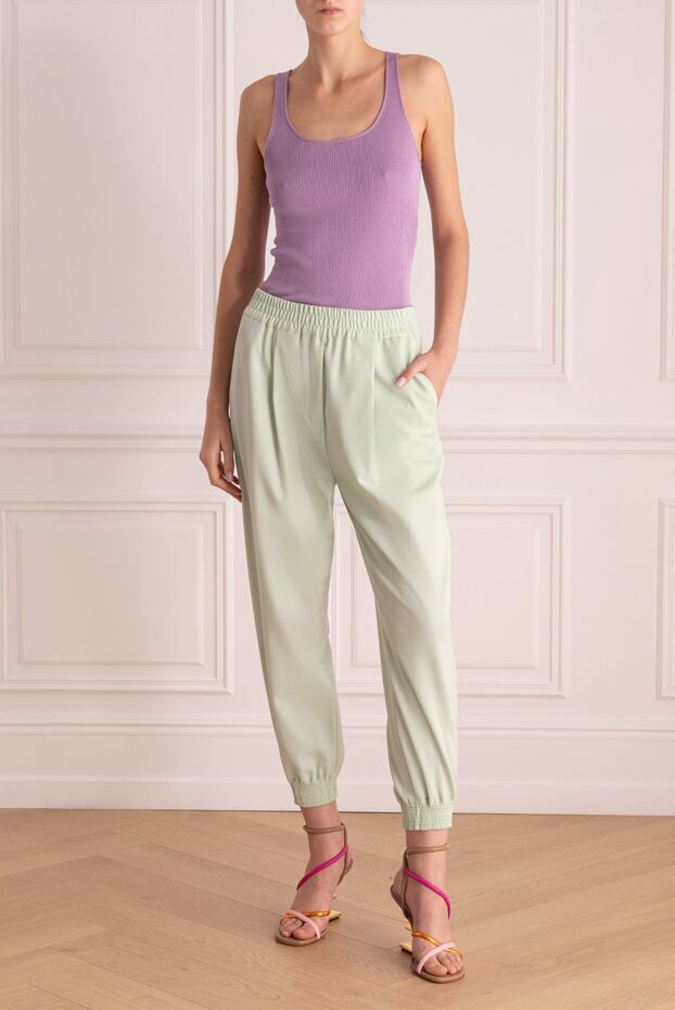 Erika Cavallini woman green polyester and wool trousers for women buy with prices and photos 161711 - photo 2