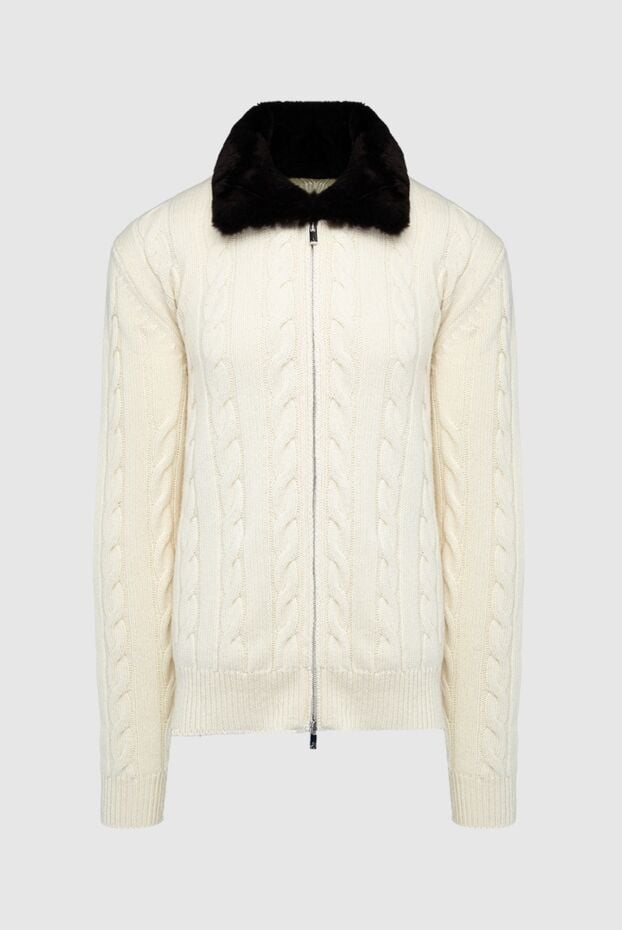 Tombolini cardigan for men made of wool and natural fur white 161715 - photo 1