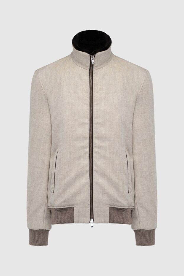 Tombolini men's beige wool jacket with dark elastic inserts 161721 - photo 1