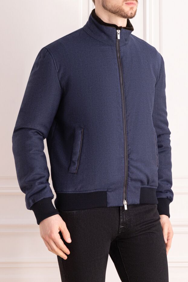 Tombolini men's blue jacket with fur collar 161722 - photo 3