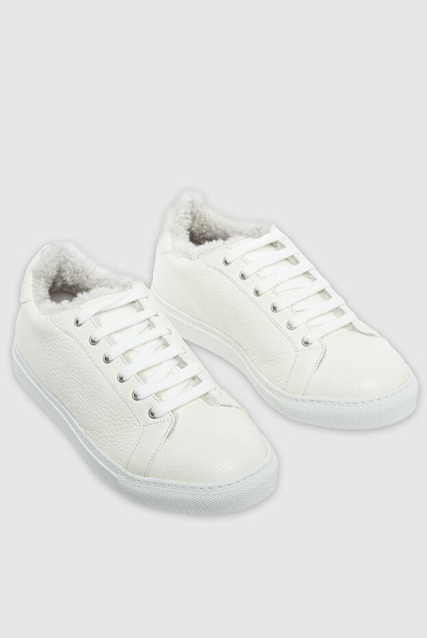 Lisa Conte women's leather and fur sneakers in white 161788 - photo 3