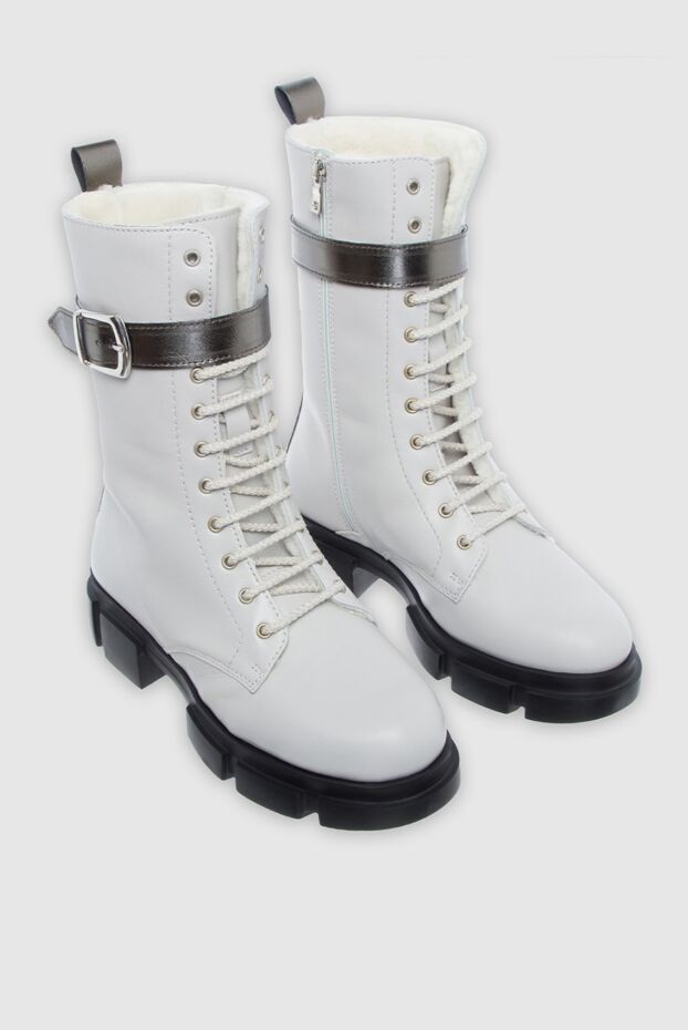 Panicale women's gray leather boots with a silver buckle 161909 - photo 3