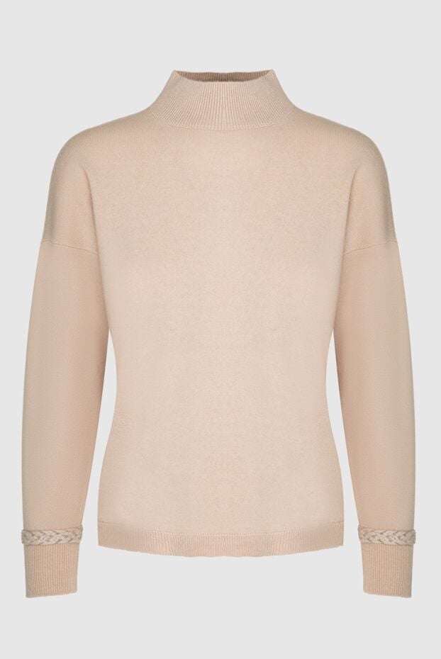 Panicale beige womens jumper with knitted ribbons on the cuffs 161910 - photo 1