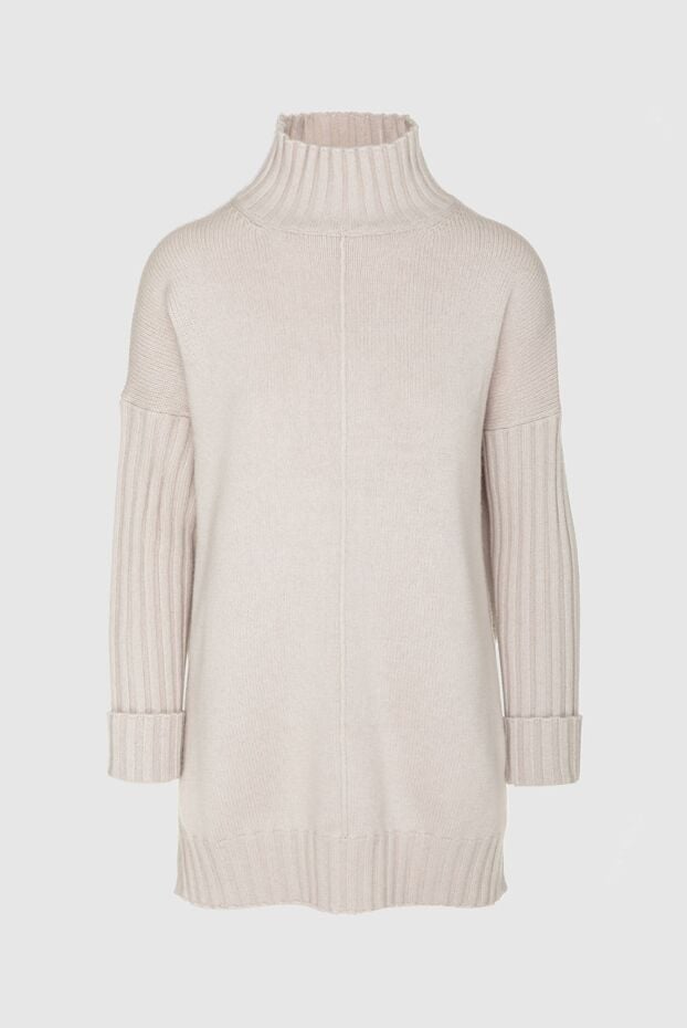Panicale longline beige womens jumper with slits 161911 - photo 1