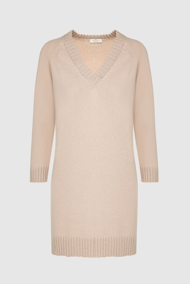 Panicale beige womens dress with a v-neck collar 161912 - photo 1