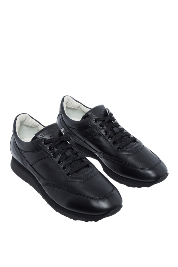 Santoni black leather sneakers with contrasting interior trim 161932 - photo 3