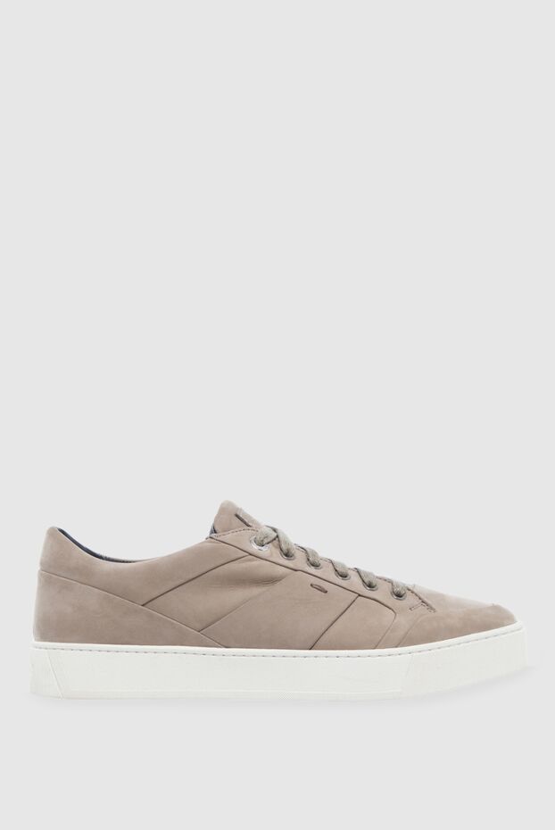 Santoni sneakers made of beige nubuck with a matte texture and a wide white sole 161933 - photo 1