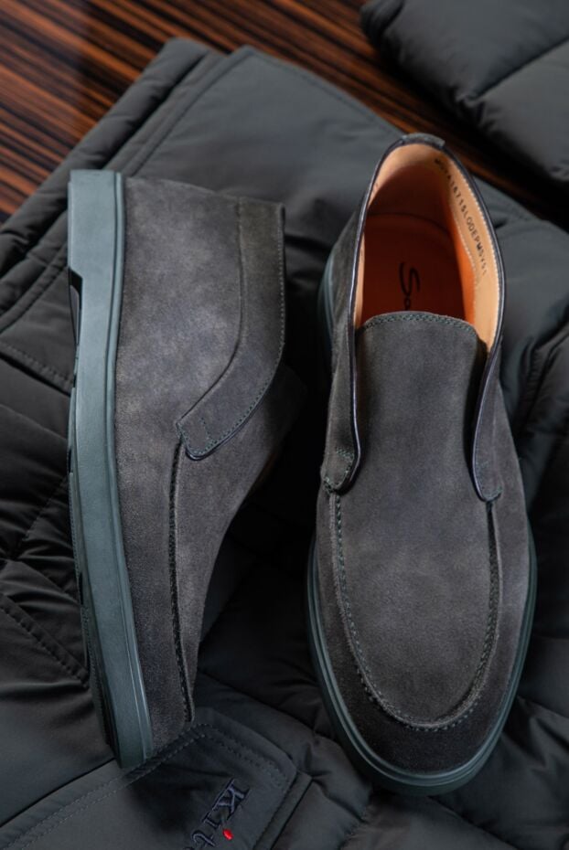 Santoni casual brown suede loafers with flexible sole 161937 - photo 2
