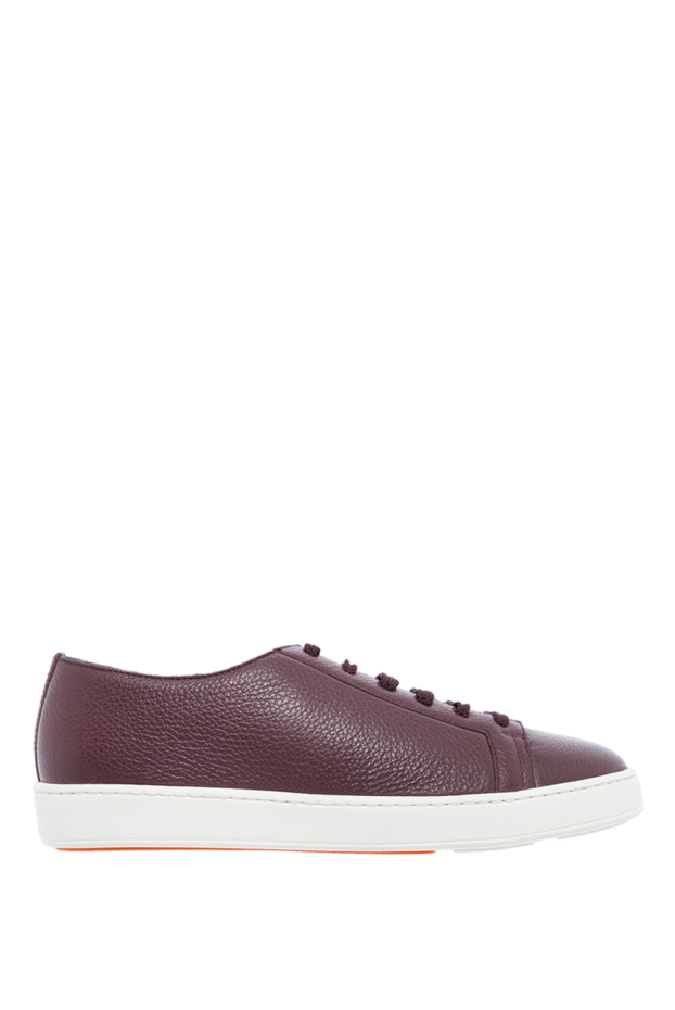 Santoni burgundy leather sneakers with grain texture and white sole 161950 - photo 1