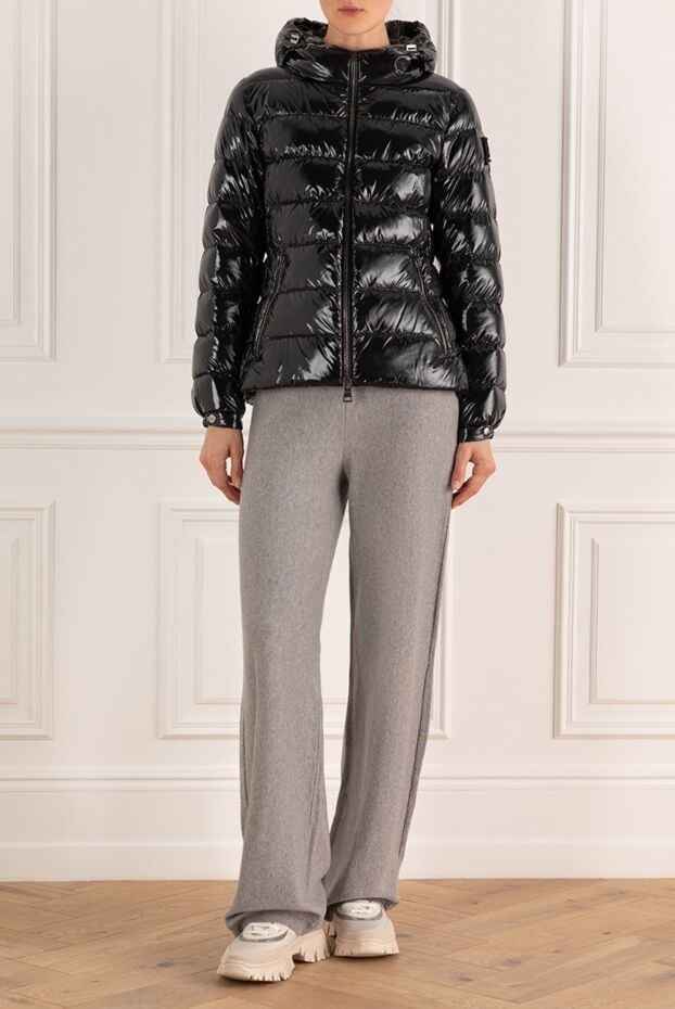 Herno black fitted down jacket with shiny fabric and belt 161970 - photo 2