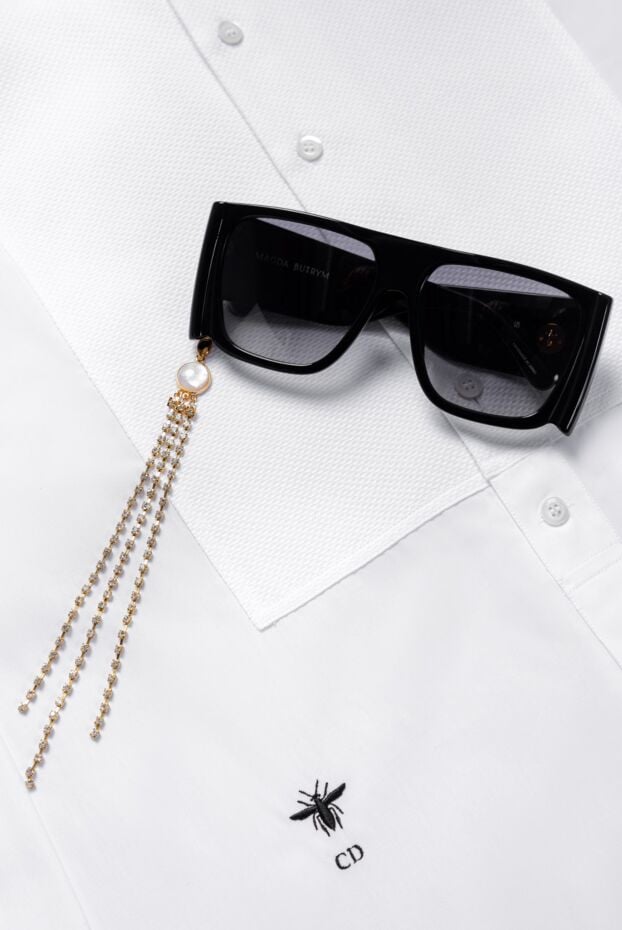 Linda Farrow women's square black glasses with interchangeable brooch with crystals 161988 - photo 2