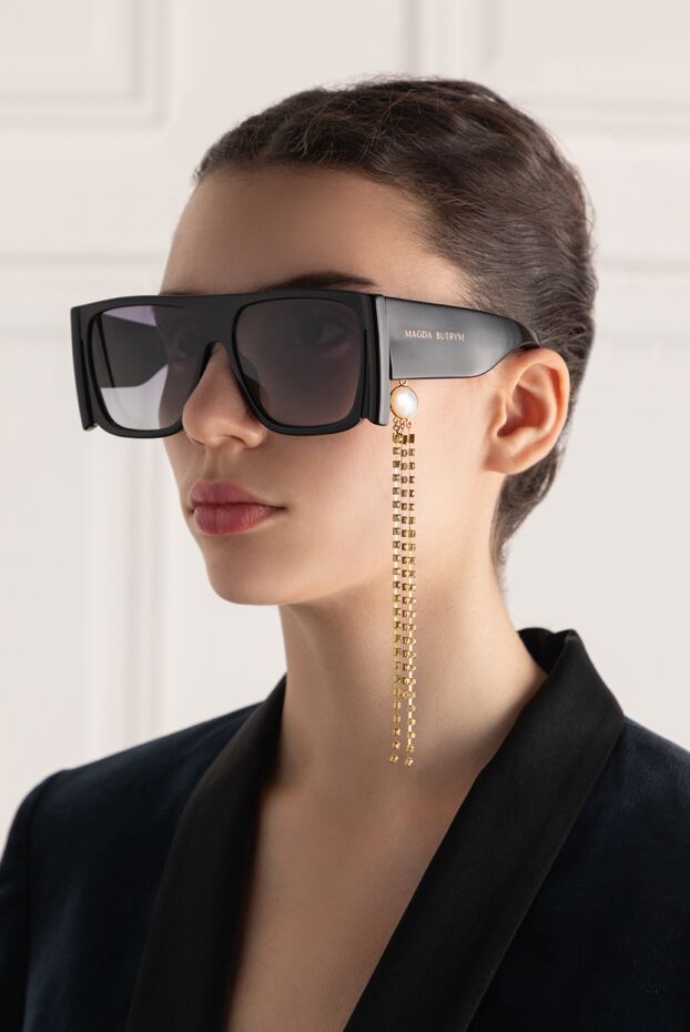 Linda Farrow women's square black glasses with interchangeable brooch with crystals 161988 - photo 3