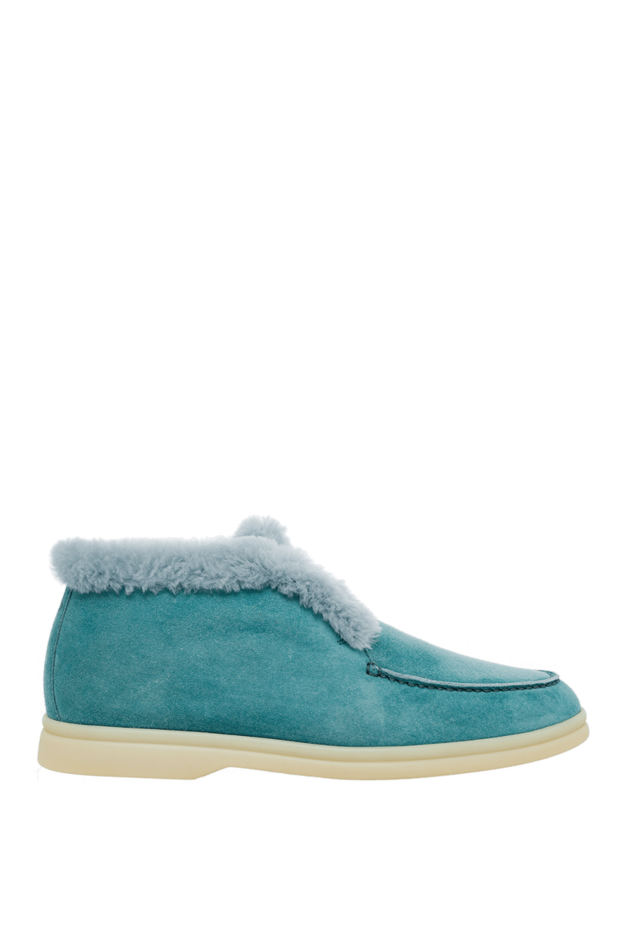 Loro Piana loafers women's nubuck and fur green 162049 - photo 1