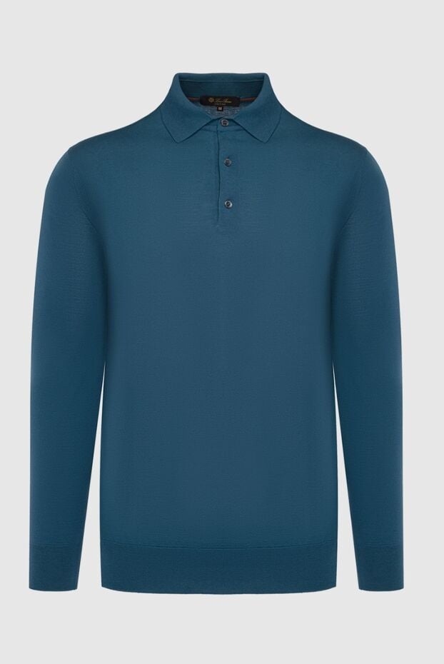 Loro Piana long sleeve blue wool polo shirt with button placket 162063 - photo 1