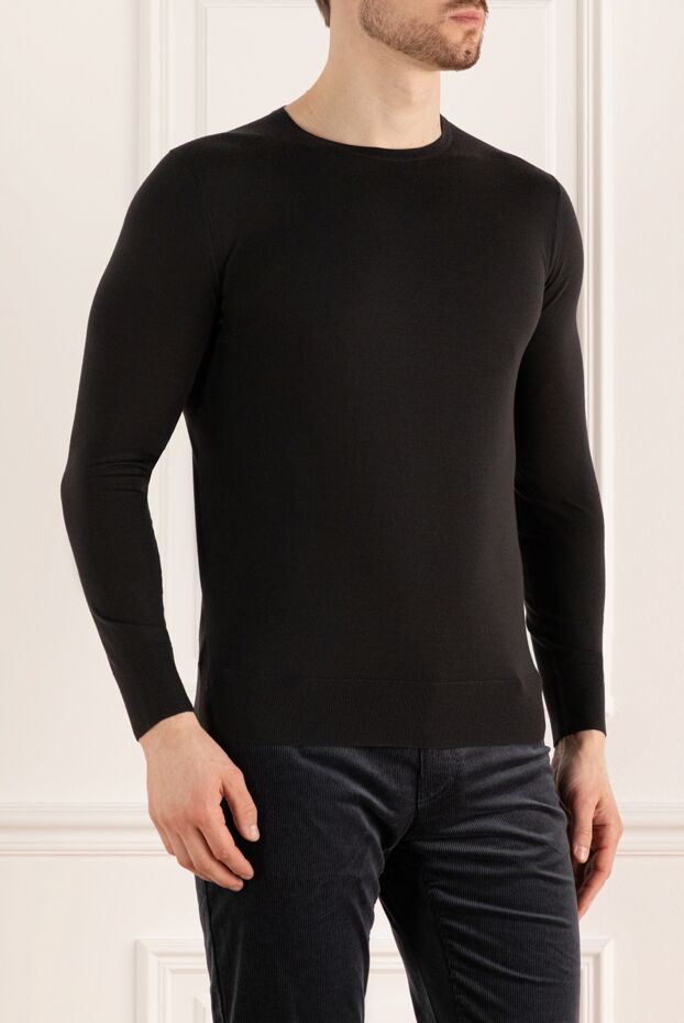 Loro Piana basic style wool men's jumper in black 162064 - photo 3