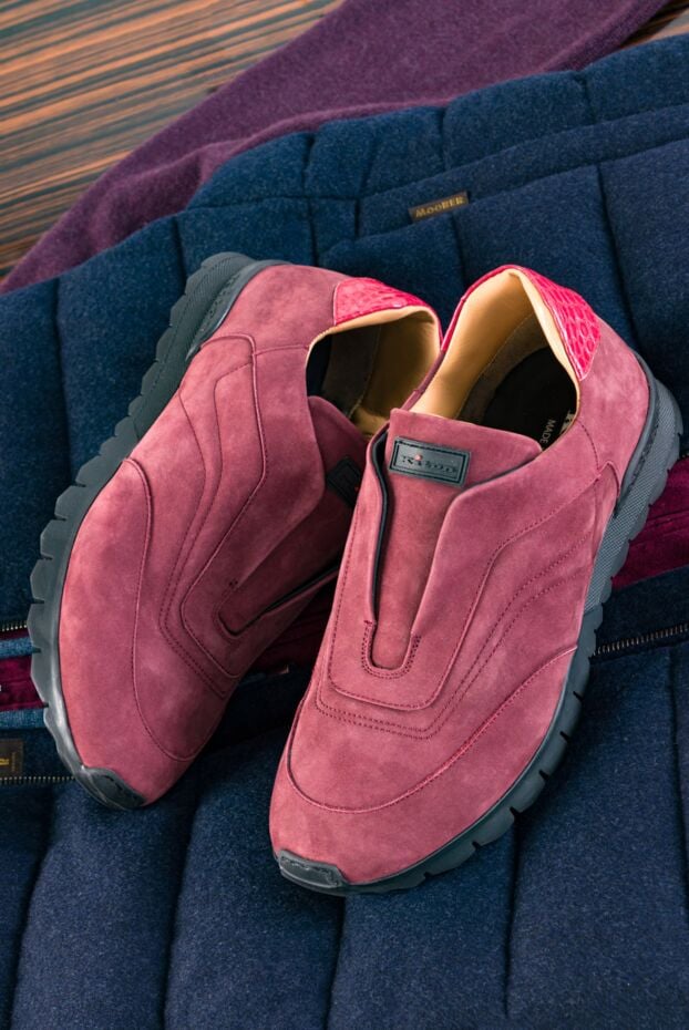 Kiton burgundy nubuck sneakers for men 162111 - photo 2