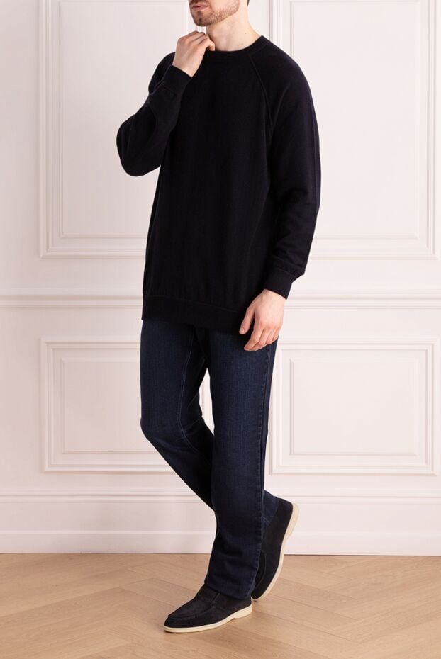 Loro Piana dark blue cashmere jumper with crew neck for men 162126 - photo 2