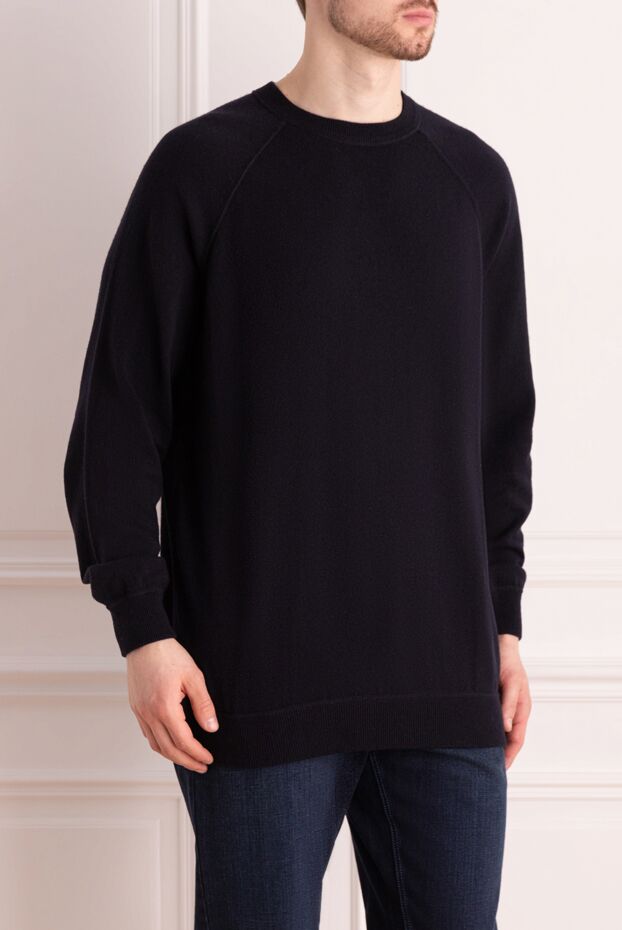Loro Piana dark blue cashmere jumper with crew neck for men 162126 - photo 3