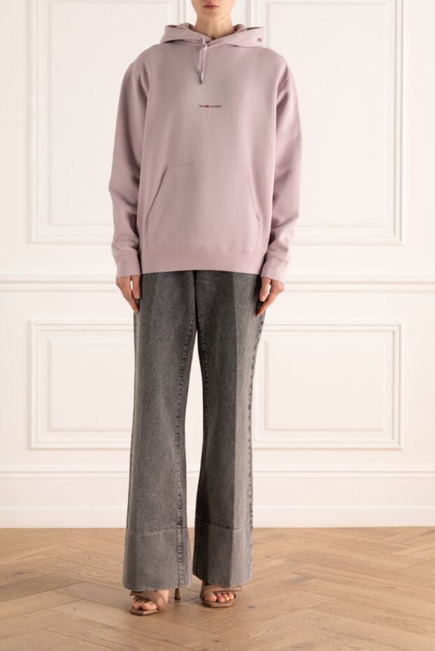 Saint Laurent pink cotton loose-fitting hoodie (markdown) 195653 - photo 2